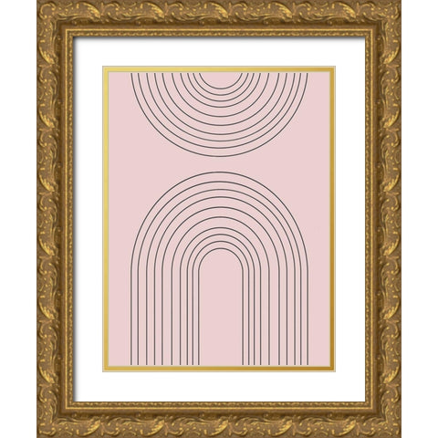 Blush Abstract Rainbows Gold Ornate Wood Framed Art Print with Double Matting by Straatsma, Leah