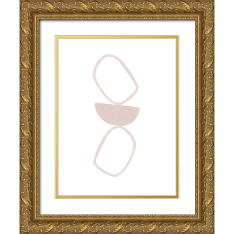 Blush Abstract Gold Ornate Wood Framed Art Print with Double Matting by Straatsma, Leah