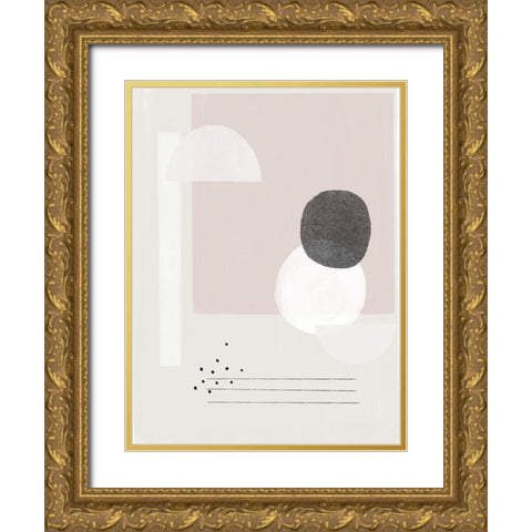 Circles Squares Gold Ornate Wood Framed Art Print with Double Matting by Straatsma, Leah