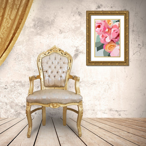 Large Peonies Gold Ornate Wood Framed Art Print with Double Matting by Straatsma, Leah