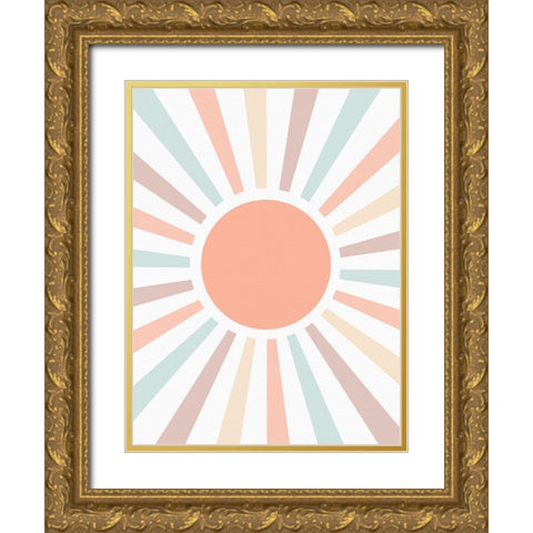 Retro Rainbow Pastel Gold Ornate Wood Framed Art Print with Double Matting by Straatsma, Leah