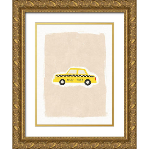 NYC Taxi Gold Ornate Wood Framed Art Print with Double Matting by Straatsma, Leah