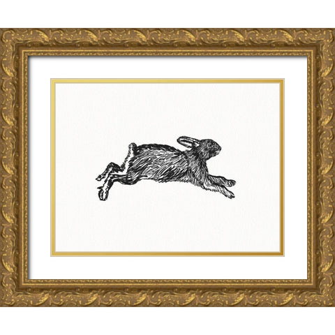 Inky Hare Gold Ornate Wood Framed Art Print with Double Matting by Straatsma, Leah
