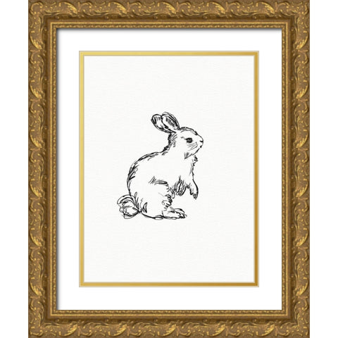 Vintage Hare Gold Ornate Wood Framed Art Print with Double Matting by Straatsma, Leah