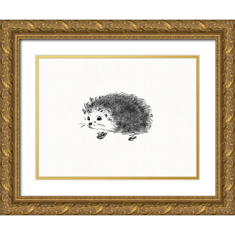 Hedgehog Gold Ornate Wood Framed Art Print with Double Matting by Straatsma, Leah