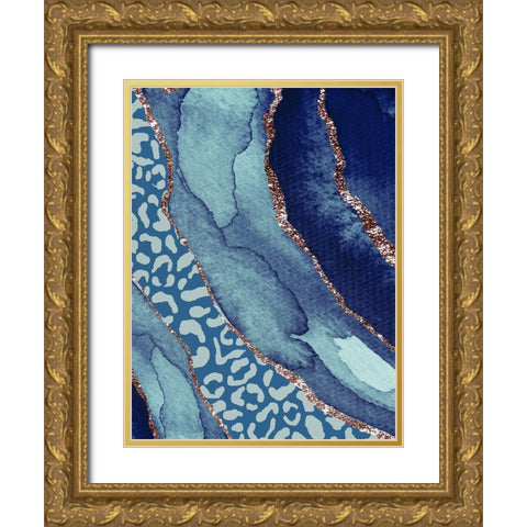 Ocean Cheetah Gold Ornate Wood Framed Art Print with Double Matting by Straatsma, Leah