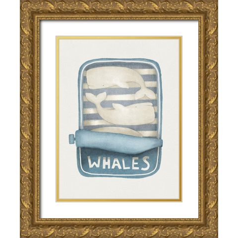 Whales in a Tin Gold Ornate Wood Framed Art Print with Double Matting by Straatsma, Leah