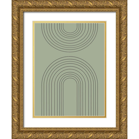 Abstract Rainbow Reseda Gold Ornate Wood Framed Art Print with Double Matting by Straatsma, Leah