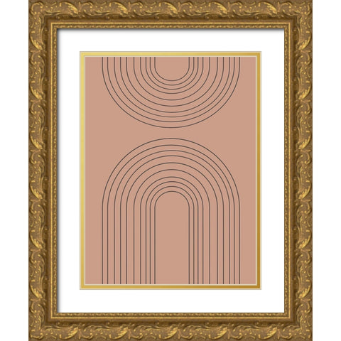 Abstract Rainbow Dusty Coral Gold Ornate Wood Framed Art Print with Double Matting by Straatsma, Leah