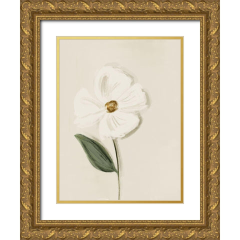 White Flower 2 Gold Ornate Wood Framed Art Print with Double Matting by Straatsma, Leah