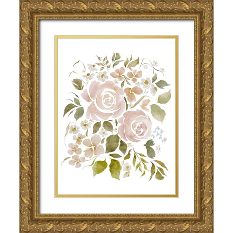 Violas Garden Gold Ornate Wood Framed Art Print with Double Matting by Straatsma, Leah
