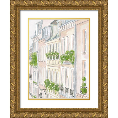 My View In Paris Gold Ornate Wood Framed Art Print with Double Matting by Straatsma, Leah