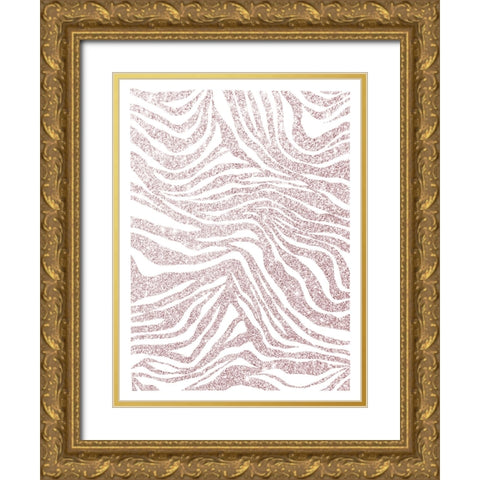 Glitter Zebra V2 Gold Ornate Wood Framed Art Print with Double Matting by Straatsma, Leah