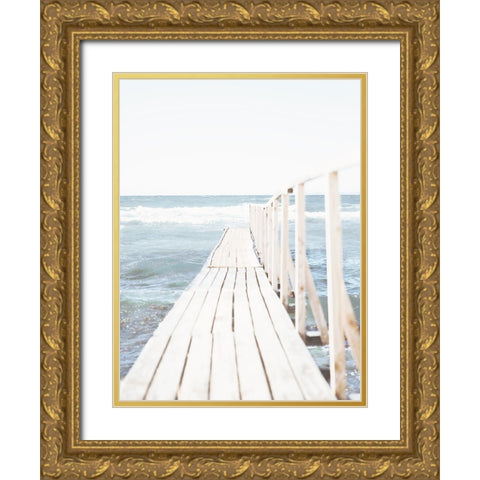 Beach Boardwalk Coastal 1 Gold Ornate Wood Framed Art Print with Double Matting by Straatsma, Leah
