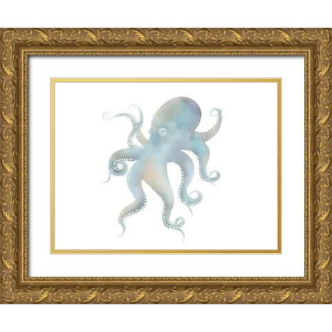 Octopus Gold Ornate Wood Framed Art Print with Double Matting by Straatsma, Leah