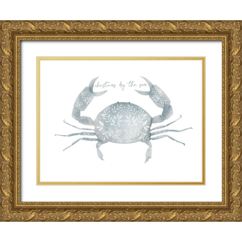Christmas By The Sea Gold Ornate Wood Framed Art Print with Double Matting by Straatsma, Leah