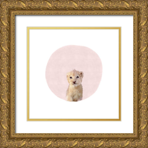Baby Tiger Pink Gold Ornate Wood Framed Art Print with Double Matting by Straatsma, Leah