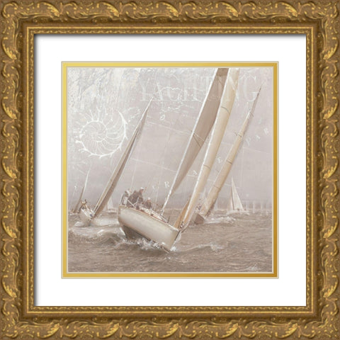 Sailboat Races II Gold Ornate Wood Framed Art Print with Double Matting by Unknown