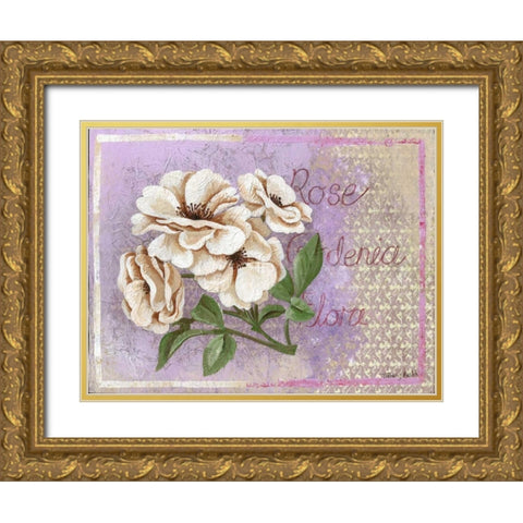 Gardenia Gold Ornate Wood Framed Art Print with Double Matting by Budd, Tiffany