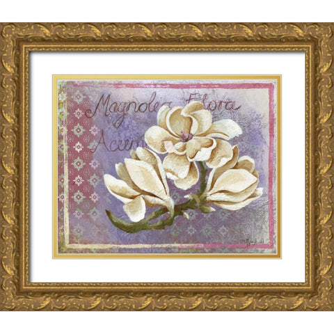 Magnolia Gold Ornate Wood Framed Art Print with Double Matting by Budd, Tiffany