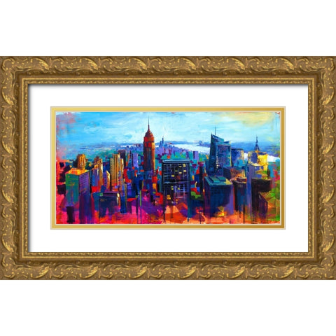 New York Gold Ornate Wood Framed Art Print with Double Matting by Holzner, Renate