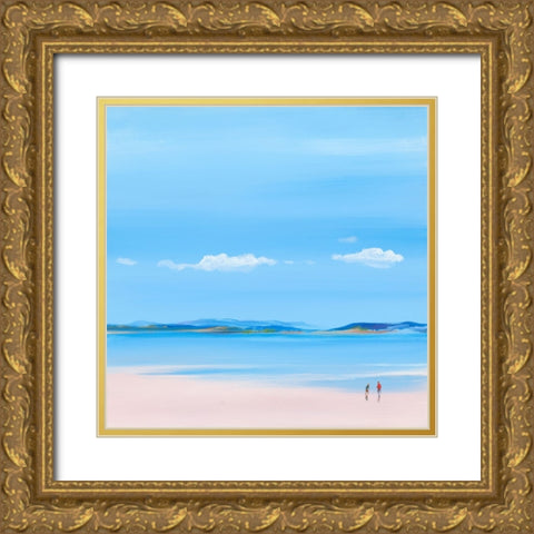 At The Beach 1 Gold Ornate Wood Framed Art Print with Double Matting by Hasen, Jan