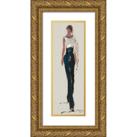 Catwalk Strutting Gold Ornate Wood Framed Art Print with Double Matting by May