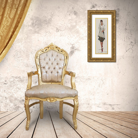 Casual Strolling Two Gold Ornate Wood Framed Art Print with Double Matting by May