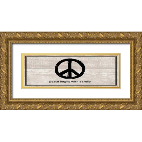 Peace Begins With A Smile Gold Ornate Wood Framed Art Print with Double Matting by May