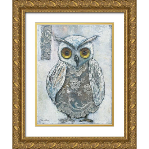 Frozen Owl 82561 Gold Ornate Wood Framed Art Print with Double Matting by May
