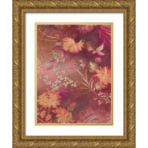 Marooned Florals C Gold Ornate Wood Framed Art Print with Double Matting by May