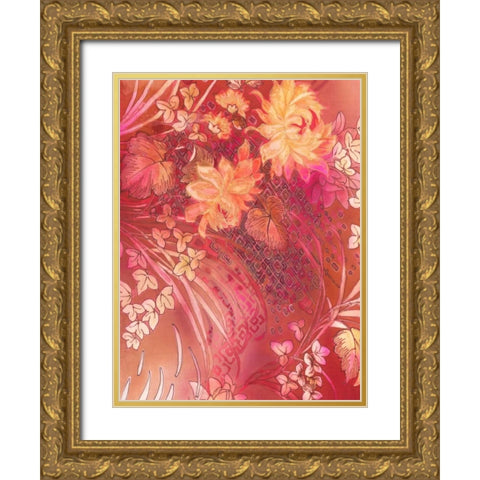Crimson Collage 4 Gold Ornate Wood Framed Art Print with Double Matting by May