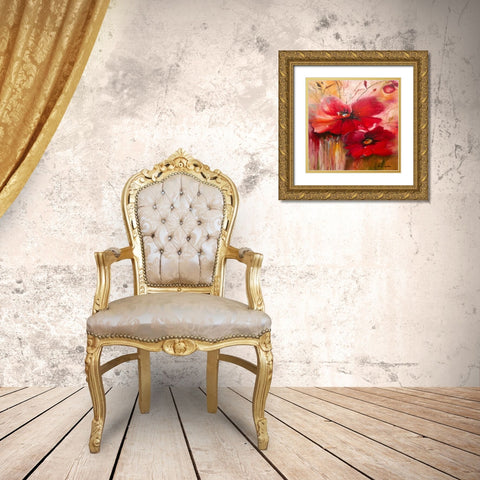 Ruby Rush Gold Ornate Wood Framed Art Print with Double Matting by Isabella