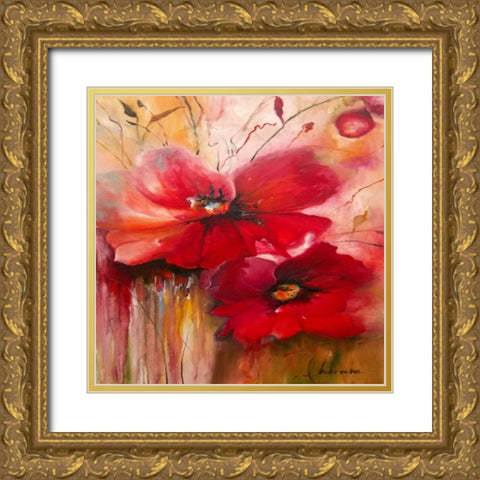Ruby Rush Gold Ornate Wood Framed Art Print with Double Matting by Isabella