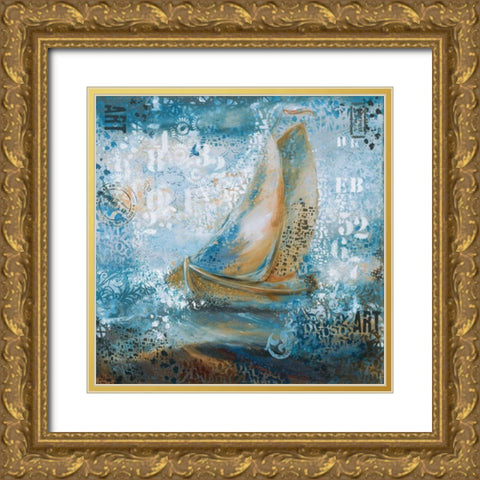 Stormy Seas Gold Ornate Wood Framed Art Print with Double Matting by May