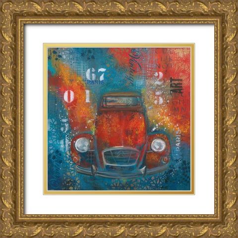 Fiery Beetle 82449 Gold Ornate Wood Framed Art Print with Double Matting by May