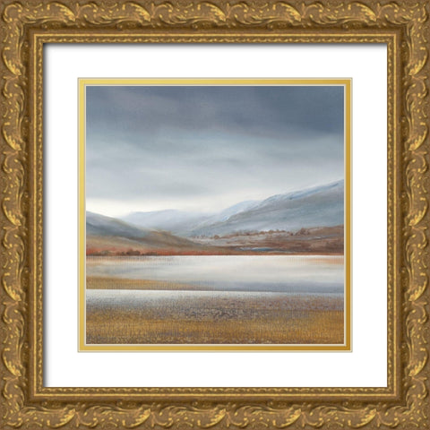 Mountainous Fields 2 Gold Ornate Wood Framed Art Print with Double Matting by May