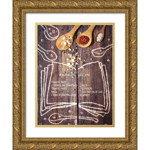 Favorite Recipe Gold Ornate Wood Framed Art Print with Double Matting by May