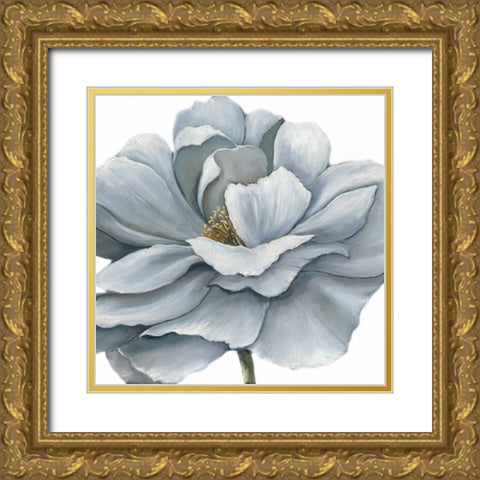 Blue Silken Bloom Withaar Gold Ornate Wood Framed Art Print with Double Matting by May