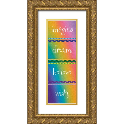 Kid Dreams Rainbow Gold Ornate Wood Framed Art Print with Double Matting by Hogan, Melody