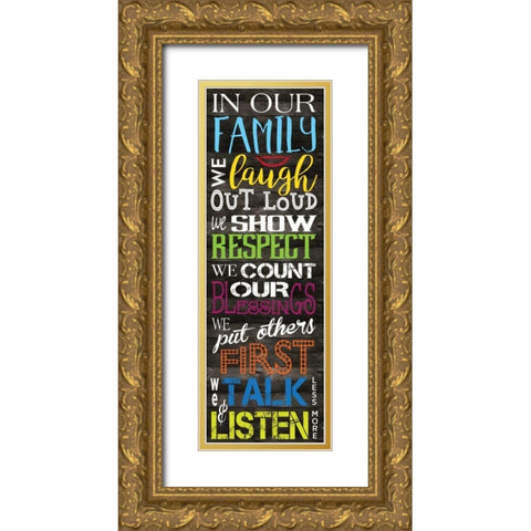 In Our Family Panel Primary 2 Gold Ornate Wood Framed Art Print with Double Matting by Hogan, Melody