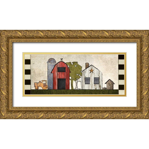 Primitive Countryside 3 Gold Ornate Wood Framed Art Print with Double Matting by Hogan, Melody