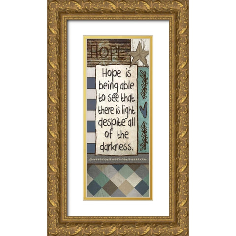Primitive panels 2 Gold Ornate Wood Framed Art Print with Double Matting by Hogan, Melody
