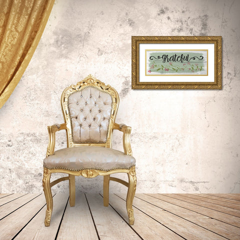 Curly Cue Grateful Color 2 Gold Ornate Wood Framed Art Print with Double Matting by Hogan, Melody