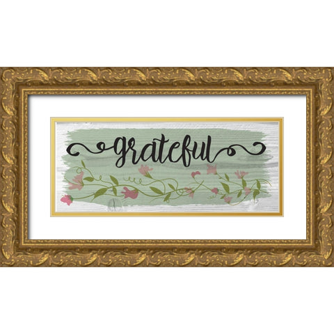 Curly Cue Grateful Color 2 Gold Ornate Wood Framed Art Print with Double Matting by Hogan, Melody