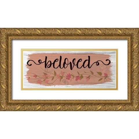 Curly Cue Beloved Color 3 Gold Ornate Wood Framed Art Print with Double Matting by Hogan, Melody