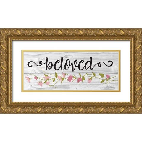 Curly Cue Beloved Floral 3 Gold Ornate Wood Framed Art Print with Double Matting by Hogan, Melody