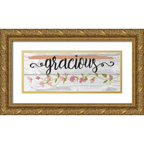 Curly Cue Gracious Floral 4 Gold Ornate Wood Framed Art Print with Double Matting by Hogan, Melody