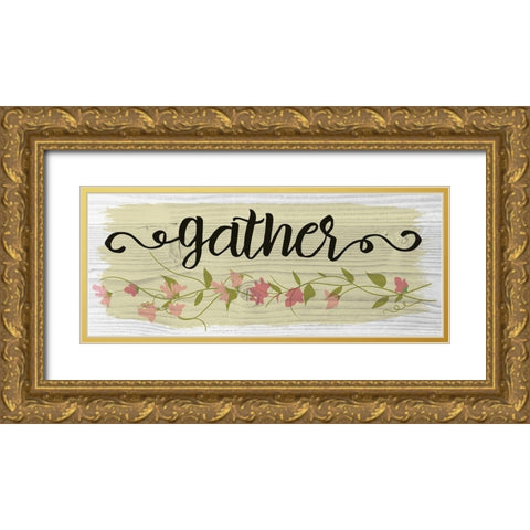 Curly Cue Gather Color 6 Gold Ornate Wood Framed Art Print with Double Matting by Hogan, Melody