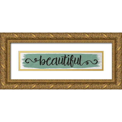 Curly Cue Color Signs 4 Gold Ornate Wood Framed Art Print with Double Matting by Hogan, Melody